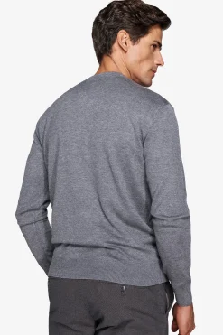 Maglia scollo a V grigio medio