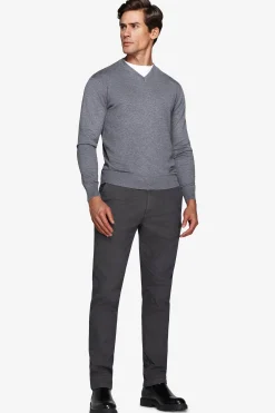 Maglia scollo a V grigio medio