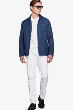 Overshirt armaturata misto lino royal