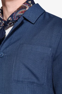 Overshirt armaturata misto lino royal