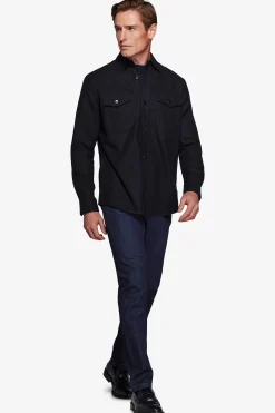 Overshirt effetto flanella blu