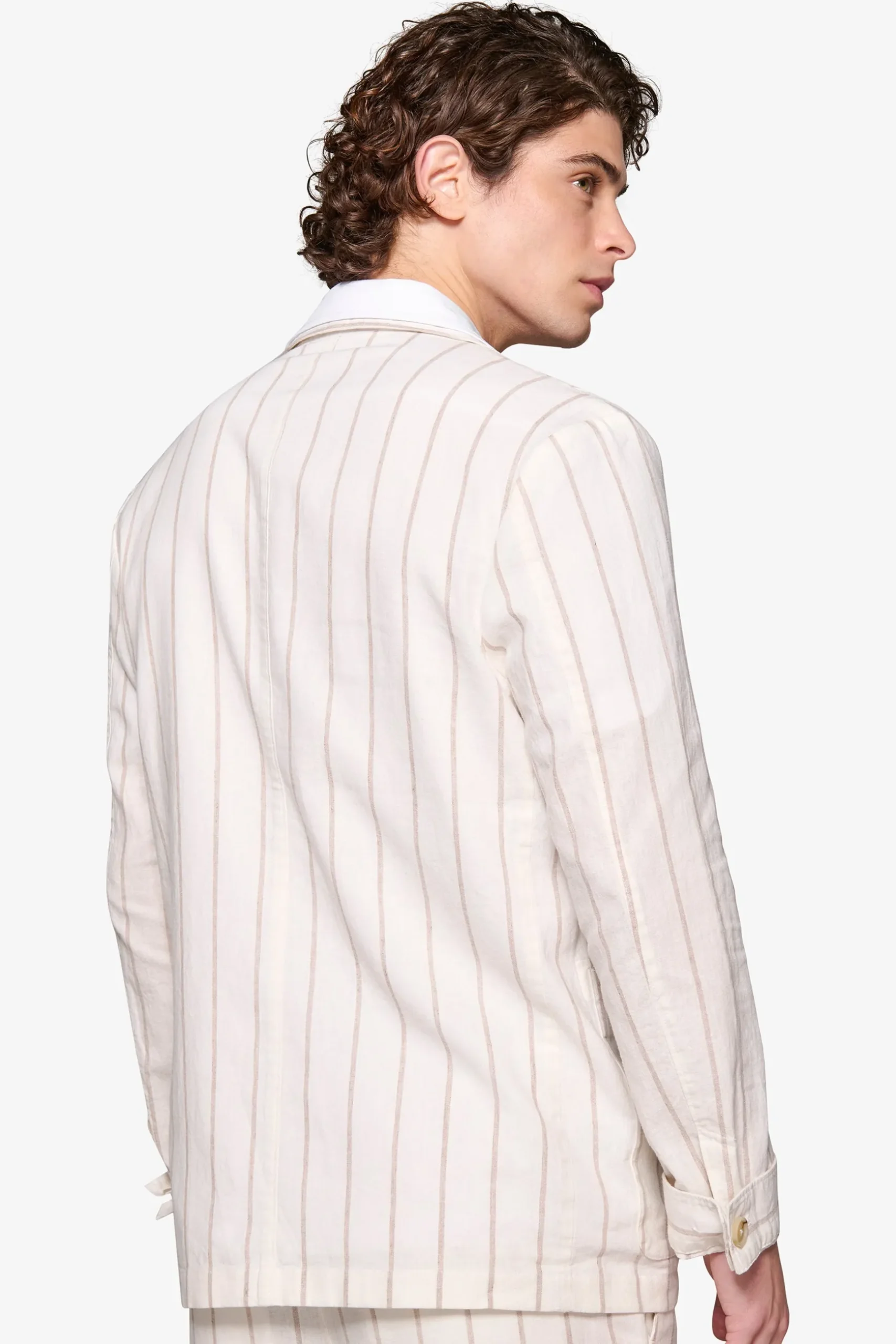 Overshirt gessata panna "Capri"