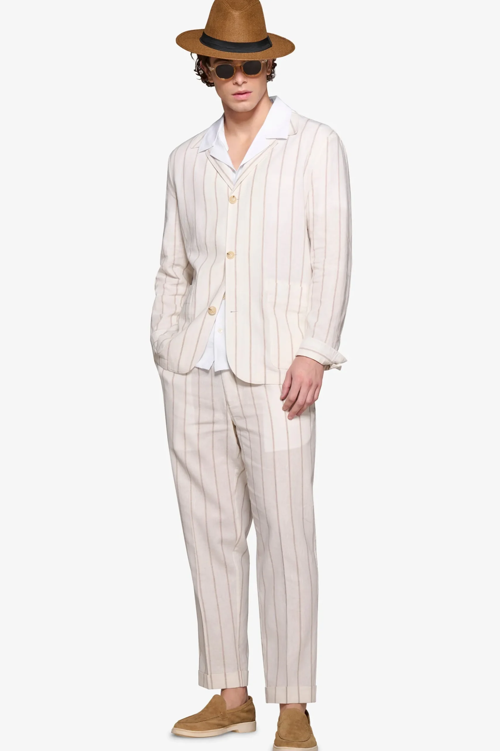 Overshirt gessata panna "Capri"