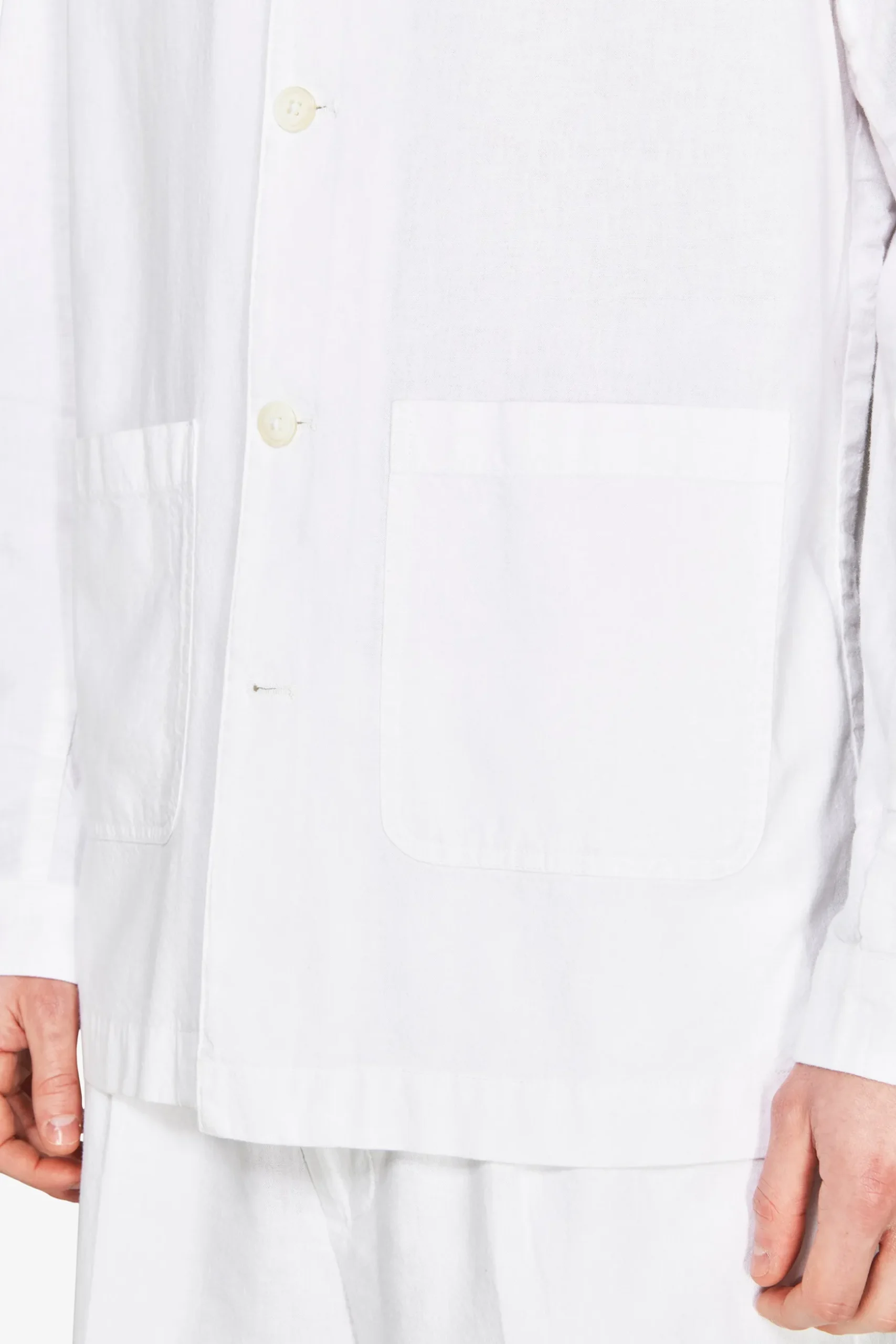 Overshirt misto lino bianca "Volume"