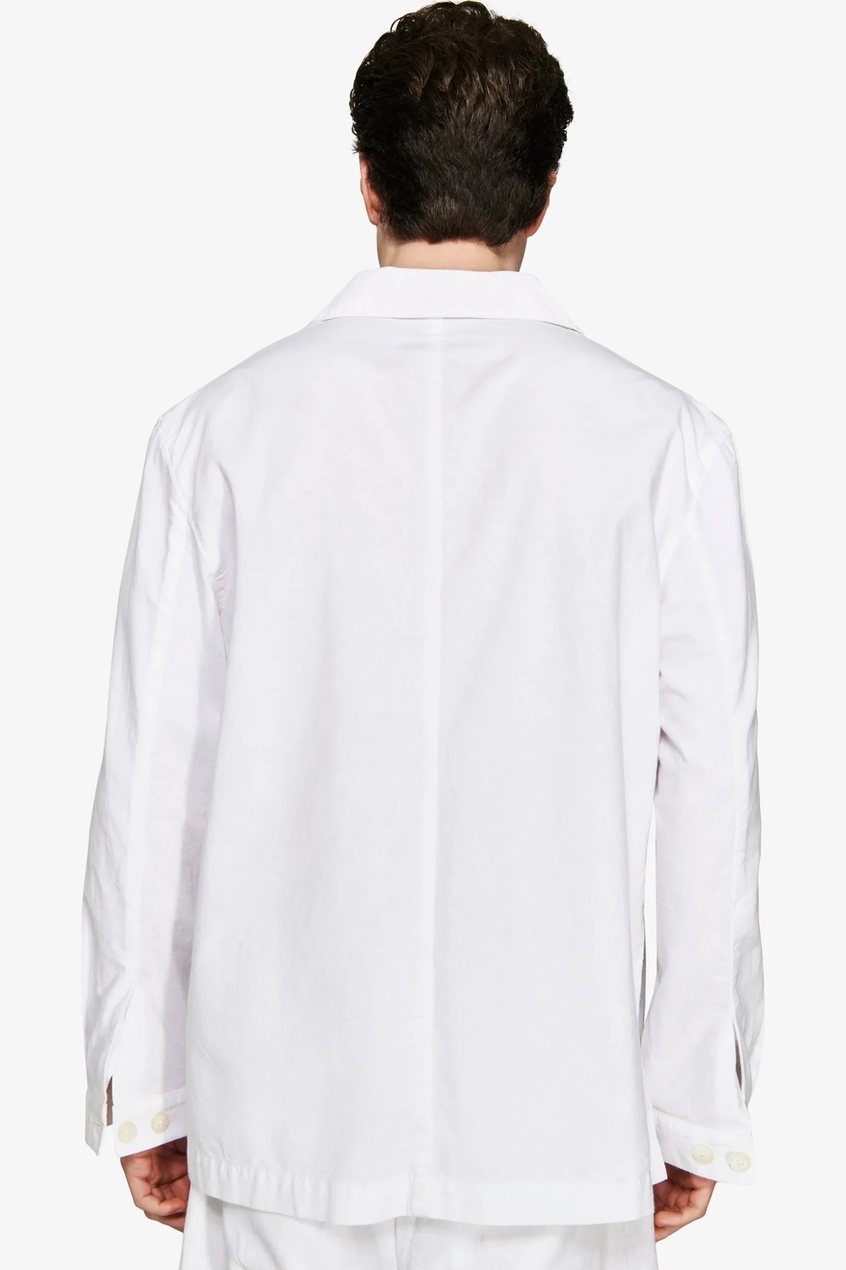 Overshirt misto lino bianca "Volume"