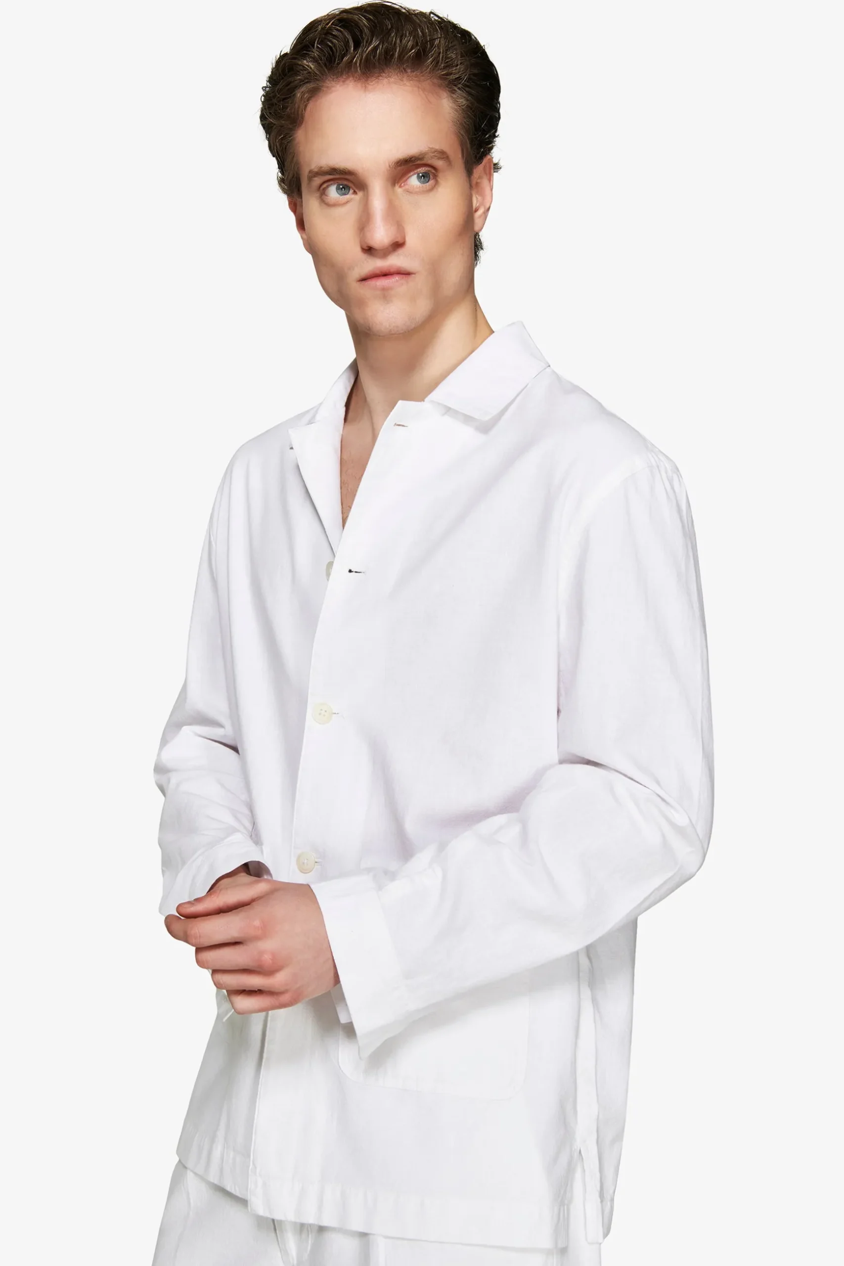 Overshirt misto lino bianca "Volume"