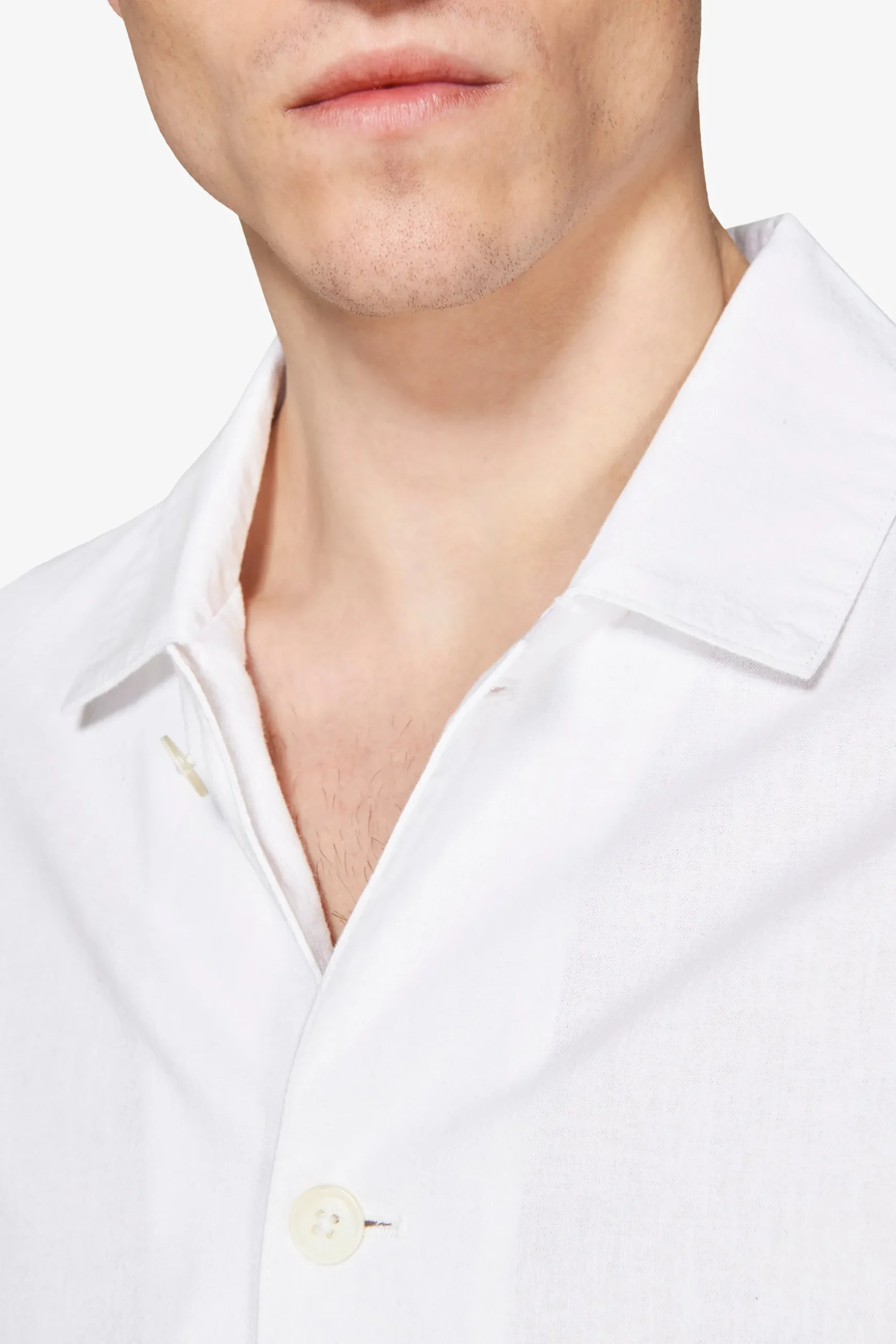 Overshirt misto lino bianca "Volume"