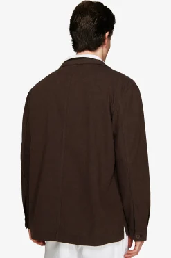 Overshirt misto lino moro "Volume"