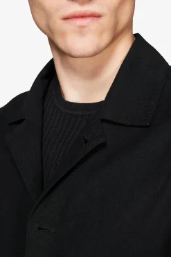 Overshirt misto lino nera "Volume"
