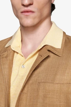 Overshirt misto lino tabacco