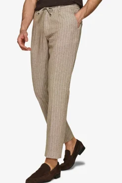 Pantalaccio misto lino gessato beige