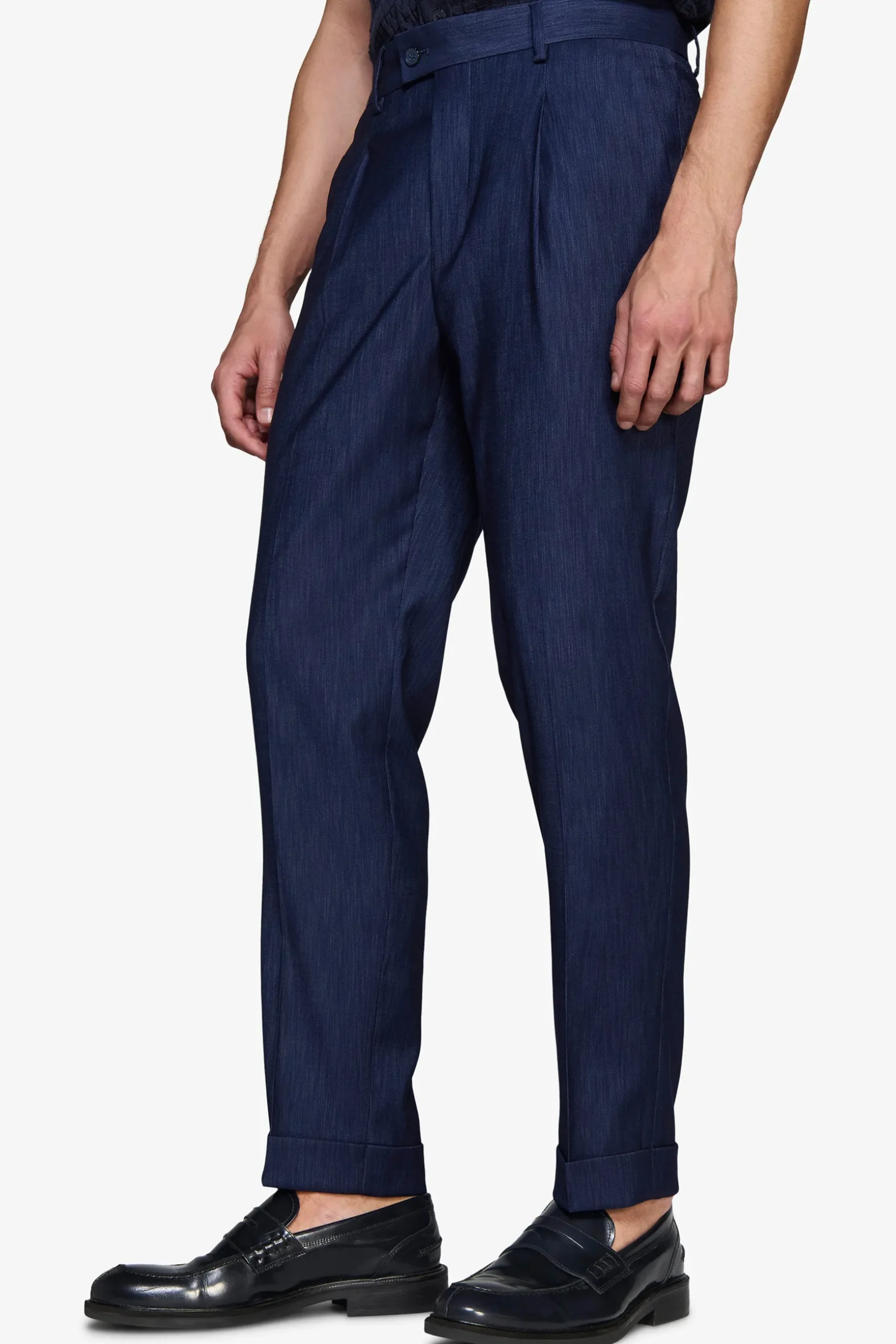 Pantaloni effetto denim blu scuro