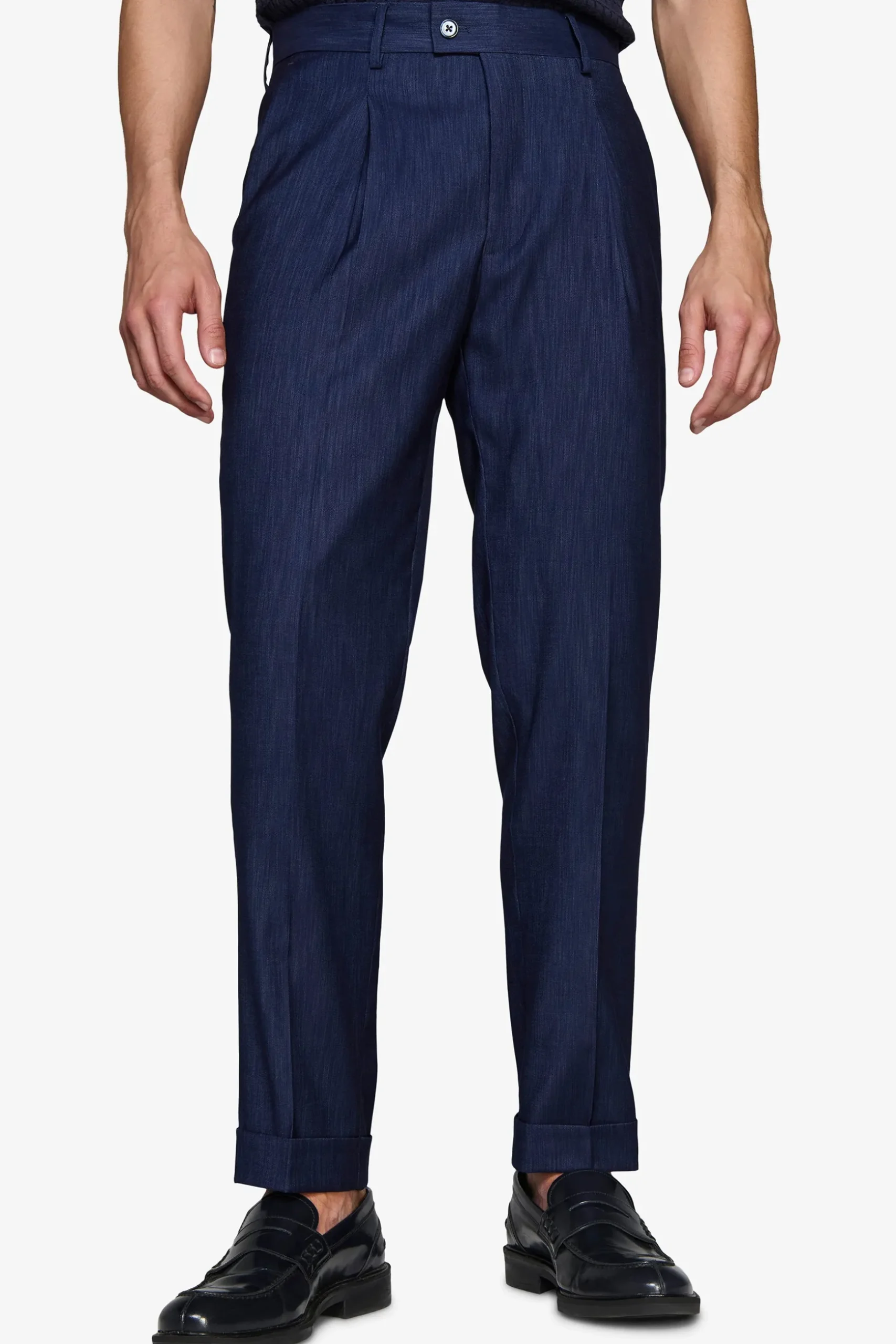 Pantaloni effetto denim blu scuro