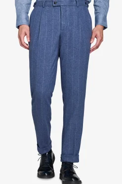 Pantaloni gessati celeste
