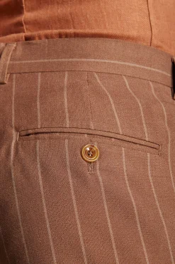 Pantaloni gessati tabacco