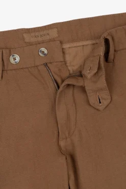 Pantaloni misto lino fiammato tabacco