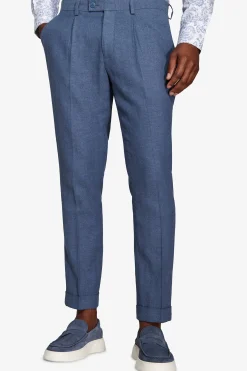 Pantaloni misto lino Herringbone avion