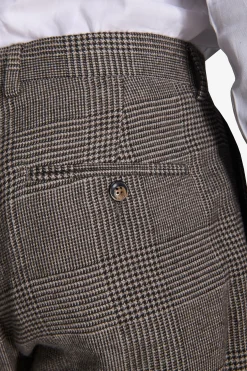 Pantaloni Principe di Galles misto lana tortora