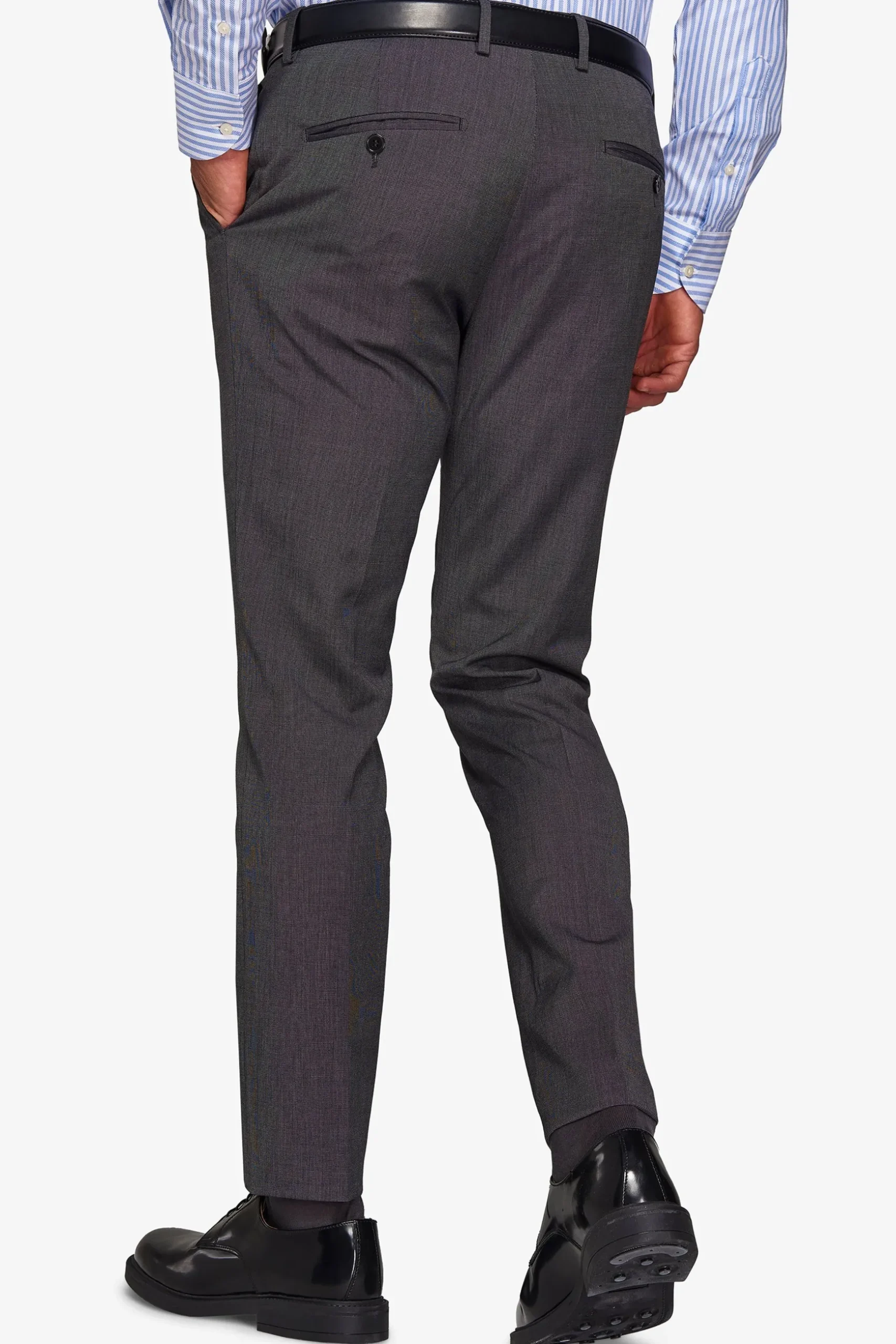 Pantaloni trama punto a spillo antracite slim