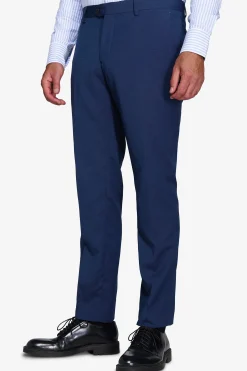 Pantaloni trama punto a spillo blu slim