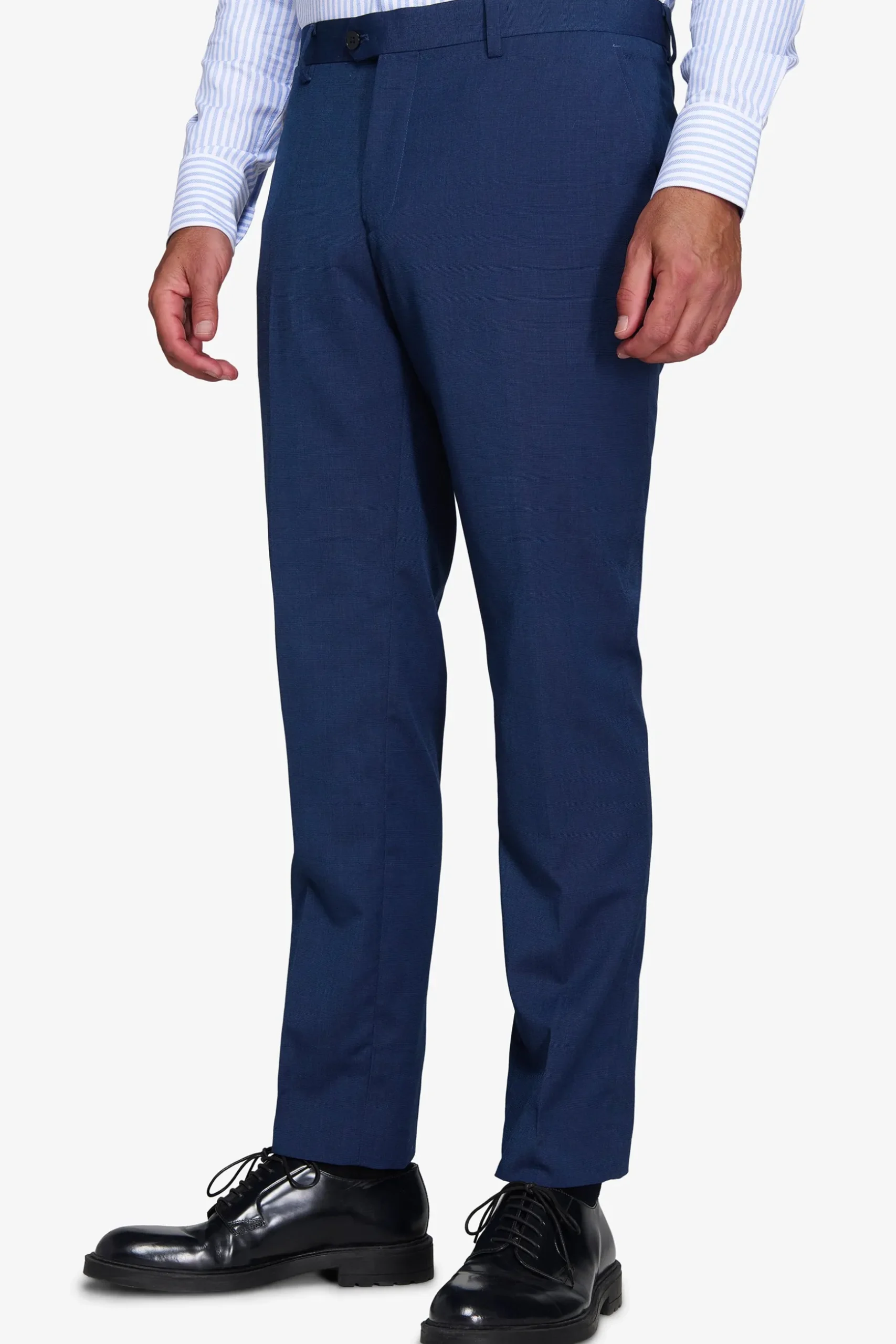 Pantaloni trama punto a spillo blu slim