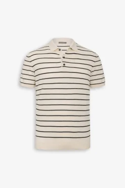 Polo in maglia a righe contrasto sabbia