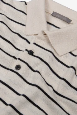 Polo in maglia a righe contrasto sabbia