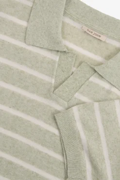 Polo in maglia a righe melange salvia