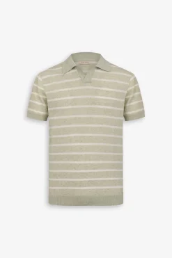 Polo in maglia a righe melange salvia