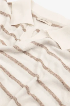Polo in maglia a righe melange tortora