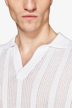Polo in maglia armaturata bianca