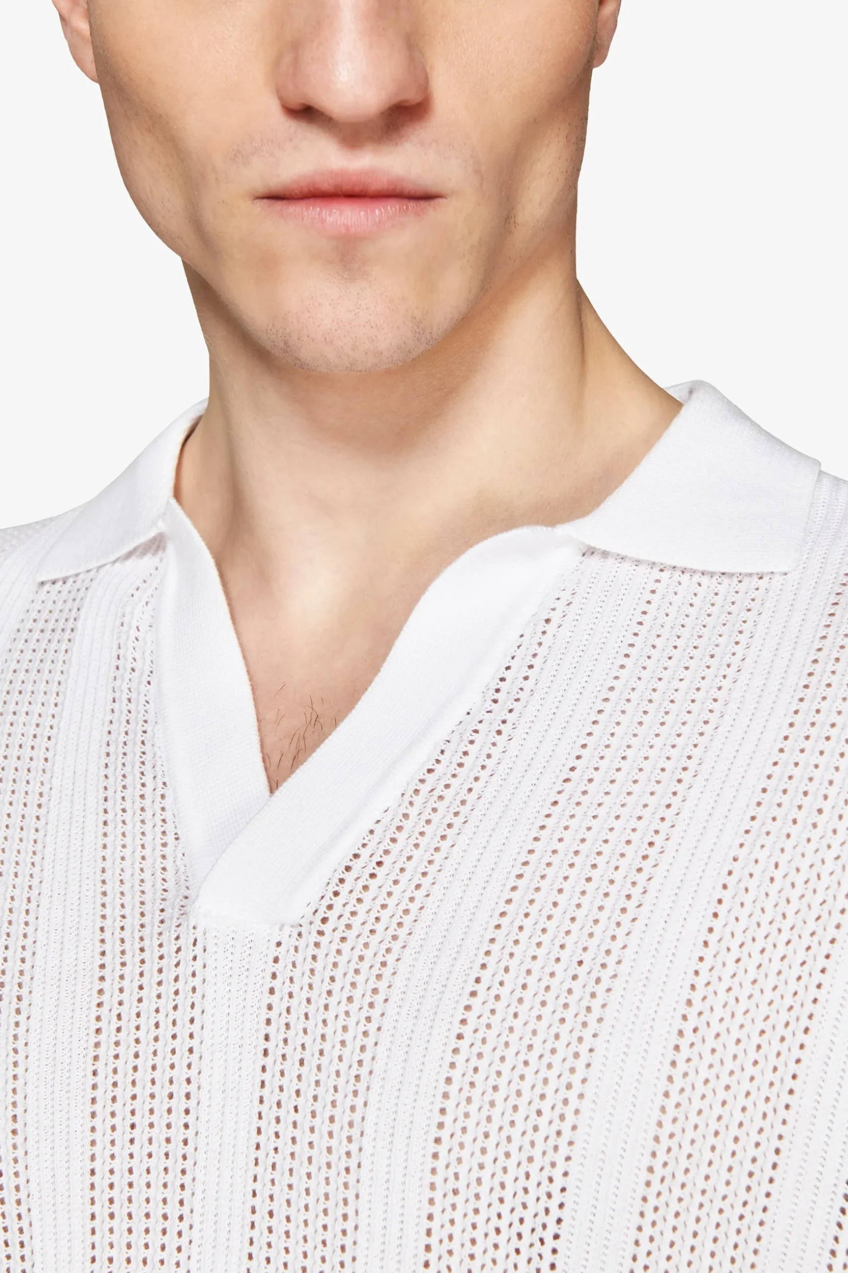 Polo in maglia armaturata bianca "Volume"
