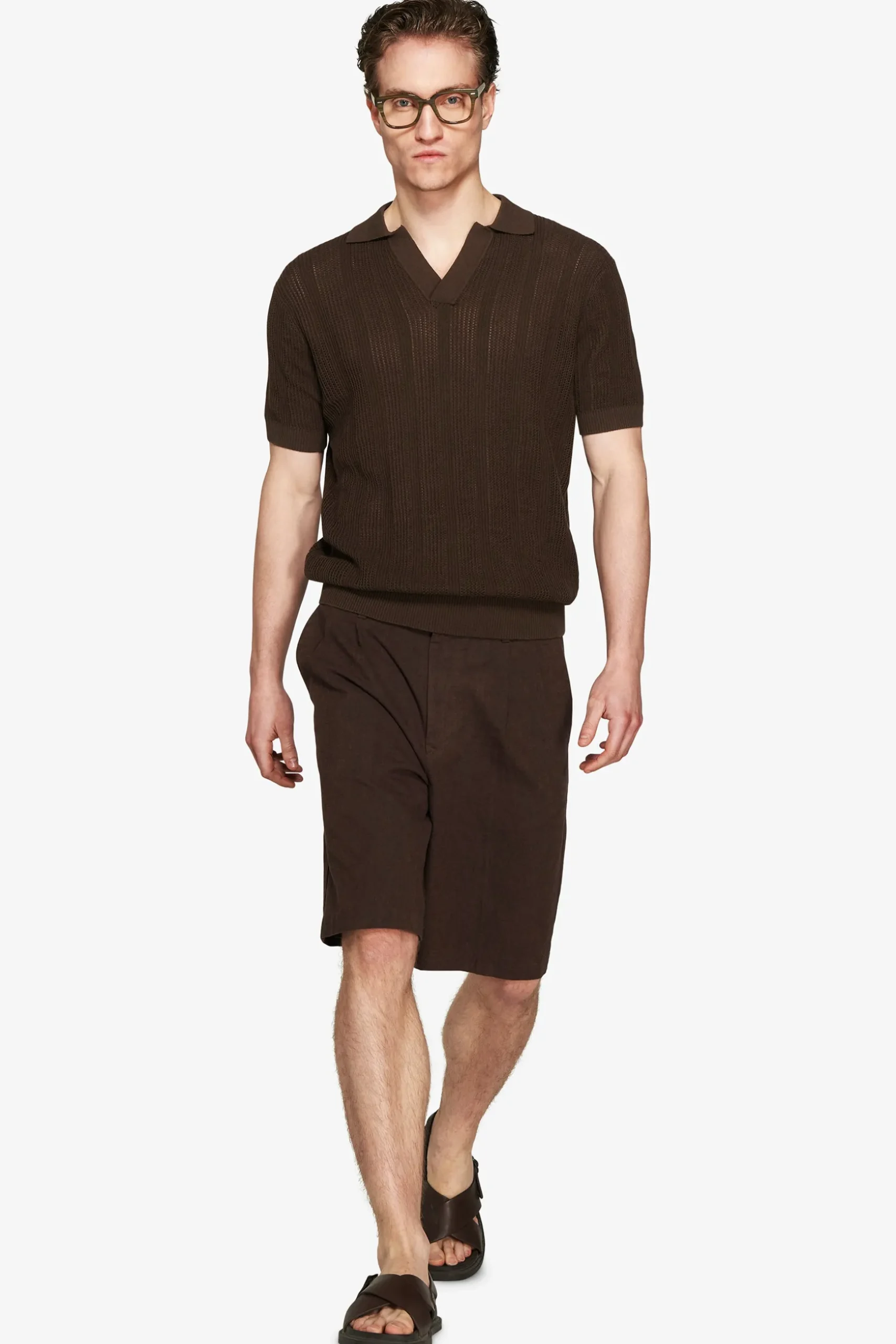 Polo in maglia armaturata moro "Volume"