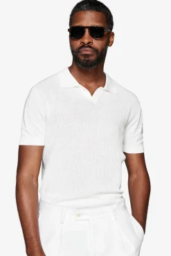 Polo in maglia armaturata panna