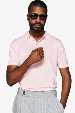 Polo in maglia basic in cotone rosa
