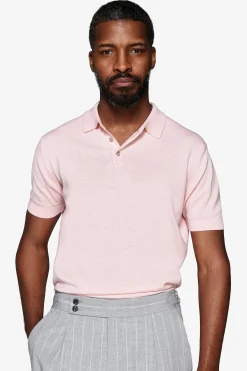 Polo in maglia basic in cotone rosa