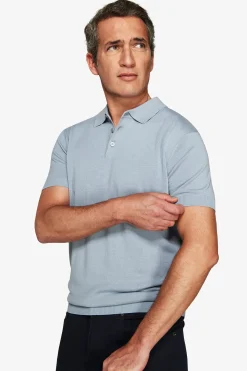 Polo in maglia basic in cotone celeste