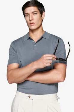 Polo in maglia basic in cotone avion