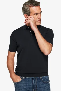 Polo in maglia basic in cotone blu