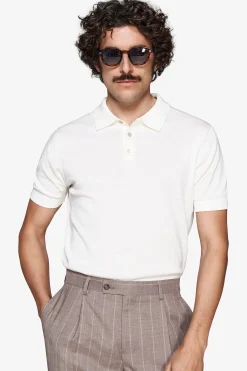 Polo in maglia basic in cotone bianca