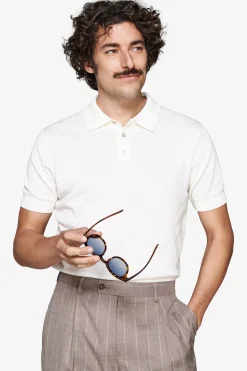 Polo in maglia basic in cotone bianca