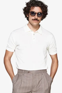 Polo in maglia basic in cotone bianca