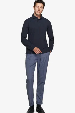 Polo in maglia con bottoni blu