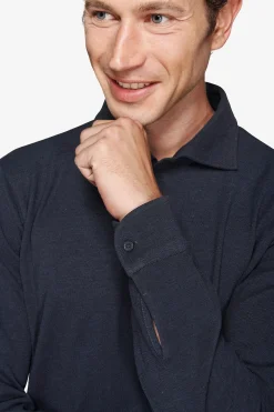 Polo in maglia con bottoni blu