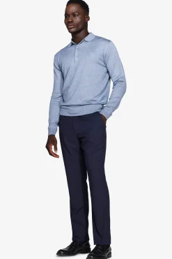 Polo in maglia con bottoni celeste