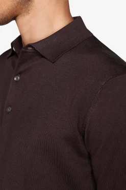 Polo in maglia con bottoni marrone