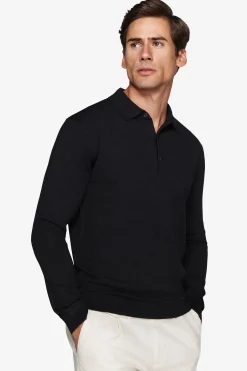 Polo in maglia con bottoni nero