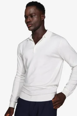 Polo in maglia con bottoni panna