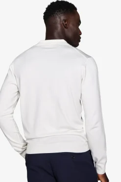 Polo in maglia con bottoni panna