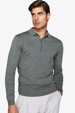 Polo in maglia con bottoni verde